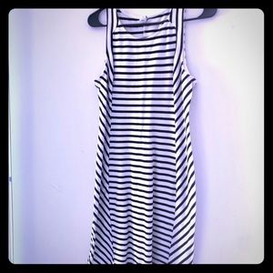 Black and White Striped Cotton Dress